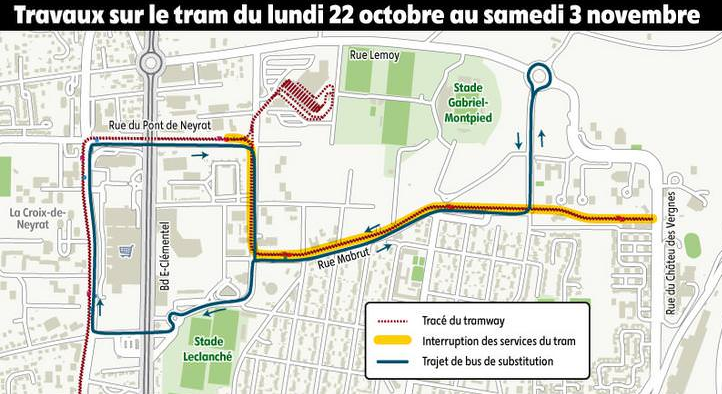 Interruption partielle du tram pendant deux semaines à Clermont-Ferrand